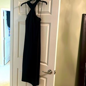 Black midi dress with exposed zipper